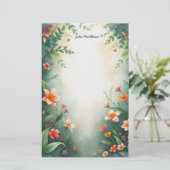 魅惑魅力的的な花の鮮やか庭 便箋 (スタンド正面)