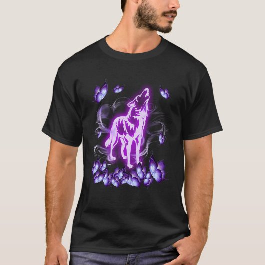 魔力の紫蝶と狼 Tシャツ (正面)