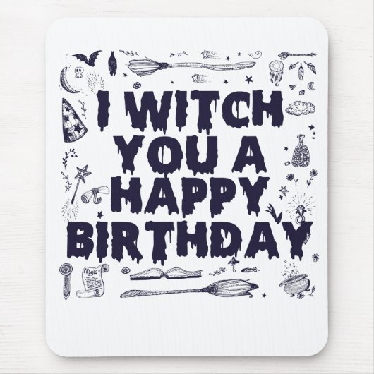 魔女あなたハッピーバースデーおもしろい魔女不気味ギフト マウスパッド (正面)
