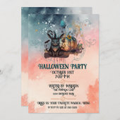 魔女うさぎ秋かぼちゃハロウィーン 招待状 (正面/裏面)