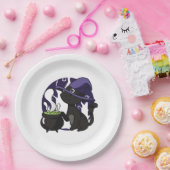 魔女おなじみの黒猫 ペーパープレート (パーティー)