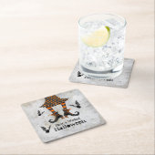 魔女おもしろいの脚とこうもり邪悪なハロウィーン スクエアペーパーコースター (インサイチュ)