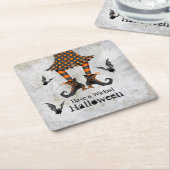 魔女おもしろいの脚とこうもり邪悪なハロウィーン スクエアペーパーコースター (アングル)