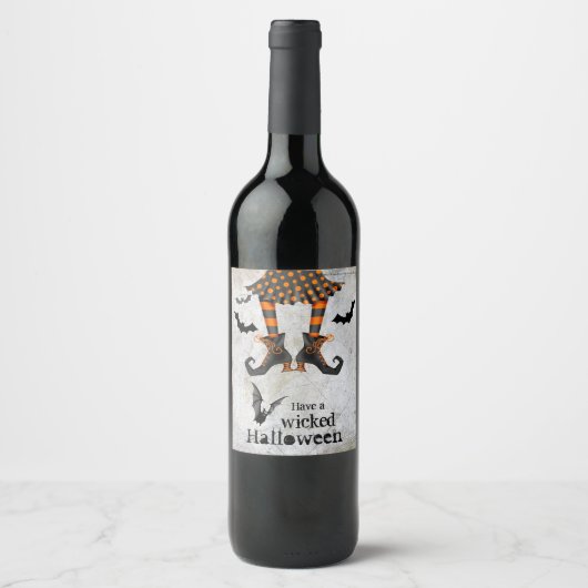 魔女おもしろいの脚よこしまなハロウィーン ワインラベル (正面)
