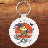魔女おもしろいカエル乗馬ハロウィン キーホルダー (正面)