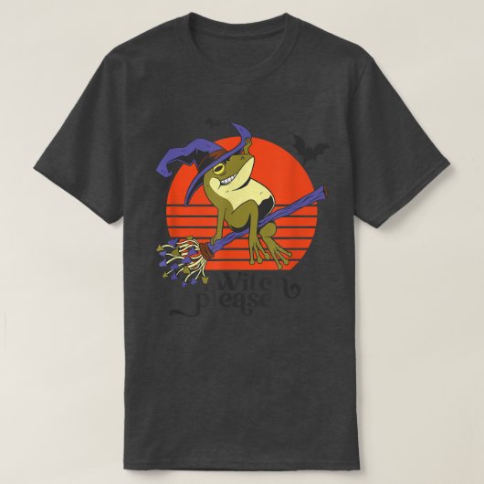 魔女おもしろいガエル眉毛ハロー Tシャツ (デザイン正面)