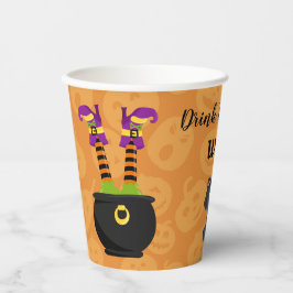 魔女おもしろいハロウィーンを飲む 紙コップ