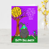 魔女おもしろい顔マスクハロウィーン カード (黄色い花)