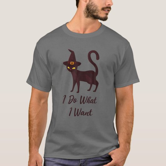 魔女おもしろい黒猫好き Tシャツ (正面)