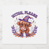 魔女お願いハイランドカウハロウィーン スパークリングワインラベル (シングルラベル)