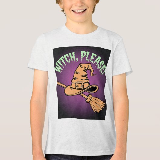 魔女お願い！かわいい&サッシハロウィーンキッズTシャツ トライブレンドＴシャツ (正面)