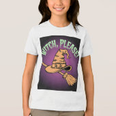 魔女お願い！かわいい&サッシハロウィーンキッズTシャツ トライブレンドＴシャツ (正面)