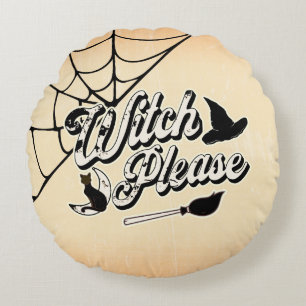魔女お願い  面白いハロウィーン引用文 ラウンドクッション