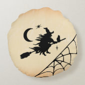 魔女お願い |面白いハロウィーン引用文 ラウンドクッション (裏面)