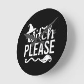 魔女お願い、魔女のシャツおかしなハロウィン ラウンド壁時計 (傾斜)