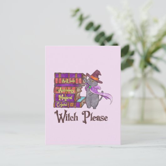 魔女お願い – 魔女黒猫 ポストカード (スタンド正面)