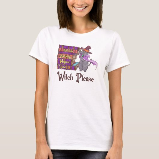 魔女お願い – 魔女黒猫 Tシャツ (正面)