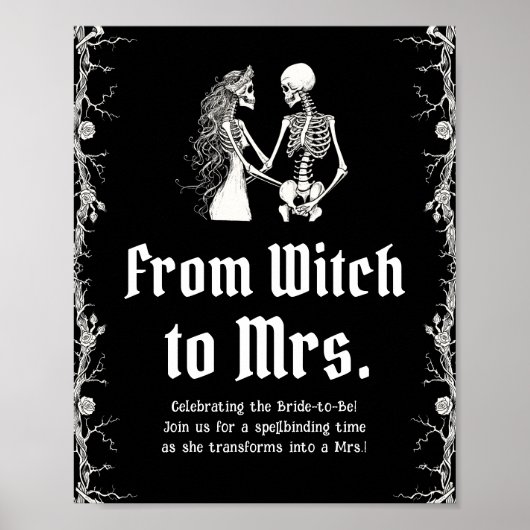魔女からサイン夫人までのゴシック様式のハロウィーンの骨格 ポスター (正面)