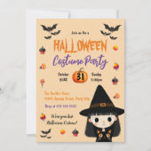 魔女かわいいコスチュームハローウィンパーティ 招待状 (正面)