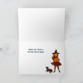 魔女かわいらしと猫が箒でハロウィーンカードに カード (内部)