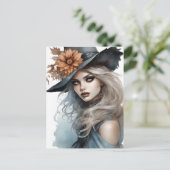 魔女かわいらしの茶色の花の魔法 ポストカード (スタンド正面)