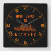 魔女がいる スクエア壁時計 (正面)