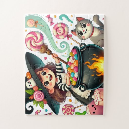 魔女がキャンディのポットを攪拌 ジグソーパズル (縦)