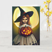 魔女がハッピーハローウィン カード (黄色い花)