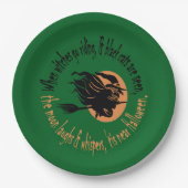 魔女がハロウィングリーンの近くに乗って行く時 ペーパープレート (正面)