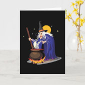 魔女がハロウィーンカードを作成 カード (黄色い花)