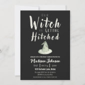 魔女がヒッチングを取得している秋ブライダルシャワーブラック 招待状 (正面)