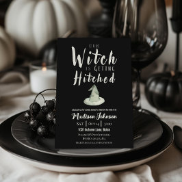 魔女がヒッチングを取得している秋ブライダルシャワーブラック 招待状