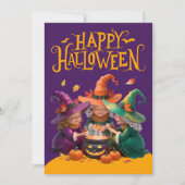 魔女がポーションを醸造するハッピーハローウィン シーズンカード (正面)