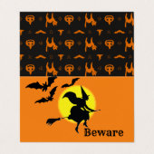 魔女が小さなハロウィンカードに乗って行く時 名刺 (外部フラット)