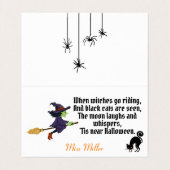 魔女が小さなハロウィンカードに乗って行く時 名刺 (内部フラット)