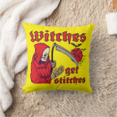 魔女が怖いハロウィンおもしろいを縫う クッション (ブランケット)