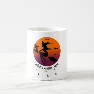 魔女が集う ハロウィン+蜘蛛+夕焼け コーヒーマグカップ
