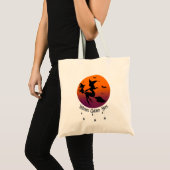 魔女が集う ハロウィン+蜘蛛+夕焼け トートバッグ (正面(商品))