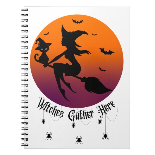 魔女が集う ハロウィン+蜘蛛+夕焼け ノートブック (正面)