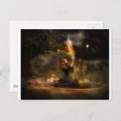 魔女が魔法陣の呪文を唱える ポストカード (正面/裏面)