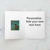 魔女が黒猫と一緒にほうきに乗ったビンテージ シーズンカード (内部)