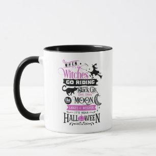 魔女が黒猫ムーンハロウィンに乗り出す マグカップ