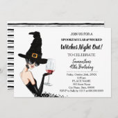 魔女たちが夜遊びのハロウィーンバースデーパーティーを開く 招待状 (正面/裏面)