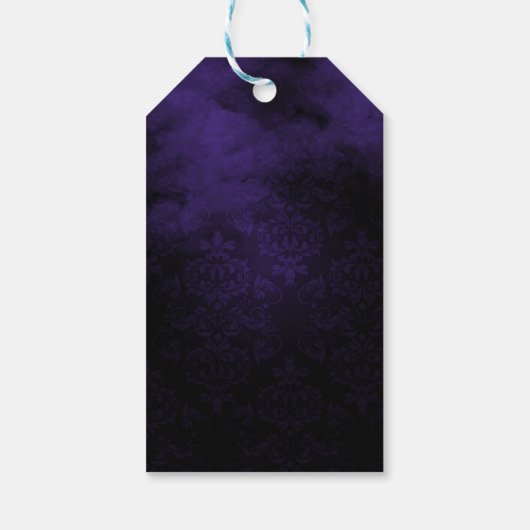 魔女たちが紫と黒のダマスクのお願いを集める ギフトタグ (裏面)