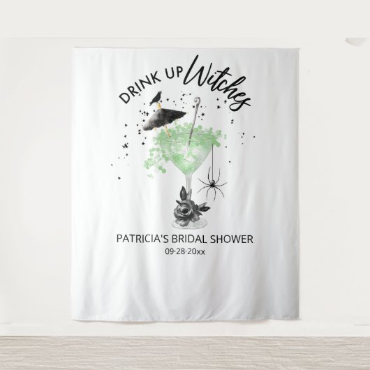 魔女たち、飲み干して ハロウィン ブライダルシャワー 背景 タペストリー (正面)