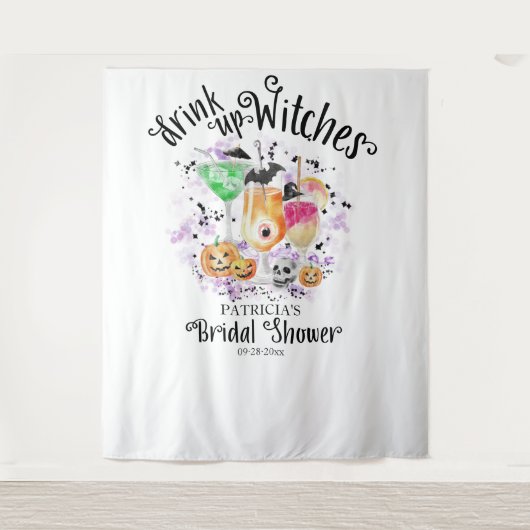 魔女たち、飲み干して！ハロウィン ブライダルシャワー 背景 タペストリー (正面)
