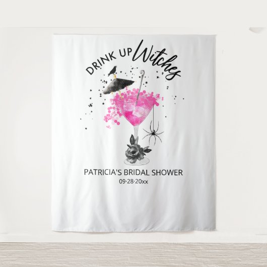 魔女たち、飲み干して ハロウィン ブライダルシャワー 背景 タペストリー (正面)