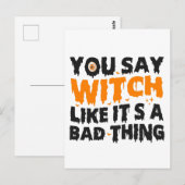 魔女だなんて悪いことみたいに言うじゃない ハロウィン ギフト ポストカード (正面/裏面)