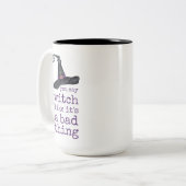 魔女ってハロウィーンって悪いこというの ツートーンマグカップ (正面左)