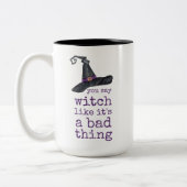 魔女ってハロウィーンって悪いこというの ツートーンマグカップ (左)